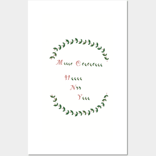 Merry Christmas and Happy New Year Wreath Posters and Art